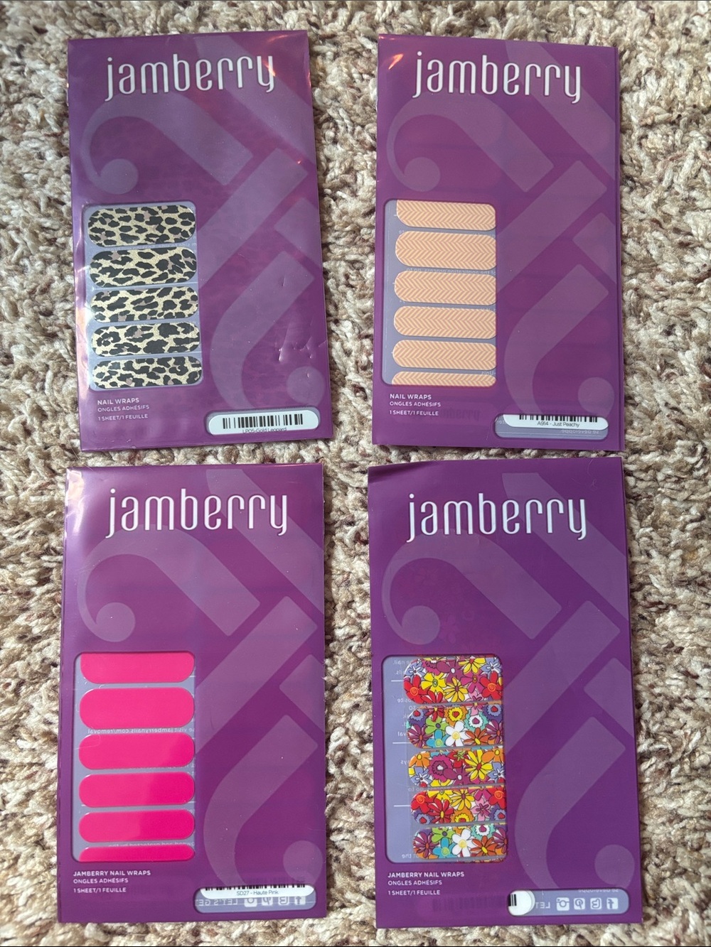 Jamberry Nail Wraps - Hot Pink, Leopard, Peach Chevron & Floral